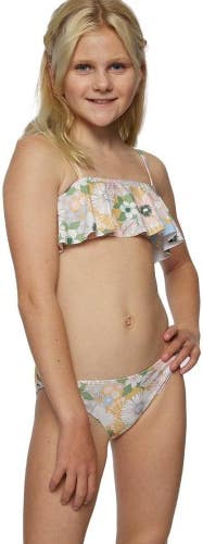 O'Neill Twiggy Ruffle Two-Piece Bikini Girls 7 Multi Stretch Swimsuit JZZ212