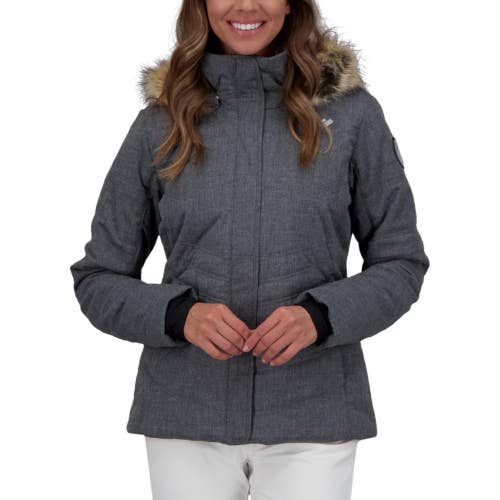 Obermeyer Tuscany II Jacket Women's 2 Charcoal Faux Fur Hooded Insulated JZZ522