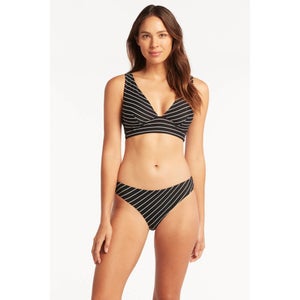 Sea Level Swim Shoreline Bikini Bottom Women Black White Pinstripe Beachy JZZ109