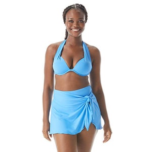 Coco Reef Keepsake Solid Cameo Halter Bikini Top Women 8/32D Blue Stretch JZZ153