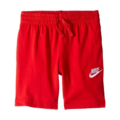 Nike Club Shorts Boys 4 University Red Cotton Blend Drawstring Waist JZZ176