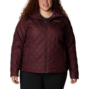 Columbia Copper Crest Jacket Women's 2X Maroon Hooded Full Zip Quilted JZZ505