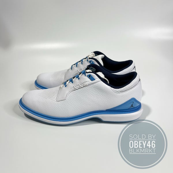 Nike Jordan ADG 5 Leather White Blue Golf Shoes 9