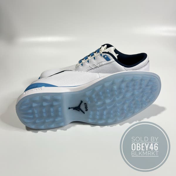 Nike Jordan ADG 5 White Leather Blue Golf Shoes FQ6642-104 Size 9 Nike Jordan ADG 5 Leather White Blue Golf Shoes 9  main image 2