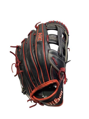 Used Wilson A2K 12.75IN BLACK/RED BB/SB Glove RH Throw Black 12 3/4" 11347-S000262374