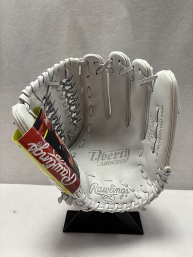 New Rawlings LIBERTY ADVANCED RLA125-15W RH Throw Fastpitch Gloves White 12 1/2" 11490-S000268225