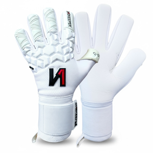 ONEKEEPER ACE White Goalkeeper Gloves – No Finger Spines – 3.5 mm Pro-Level Latex