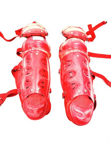 Used Easton SHIN GUARDS Catchers Leg Guards Red Youth 11860-S000303419