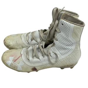 Used Under Armour HIGHLIGHT Adult FB Cleats White Senior 10 11692-S000145488