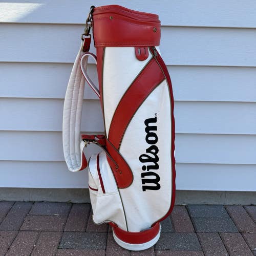 Wilson Staff Vintage USA Made Staff Golf Cart Bag Red White Faux Leather 6 Way