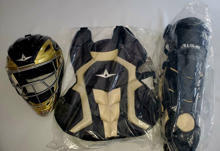 Black/Vegas Gold All Star System 7 Axis Catcher's Set