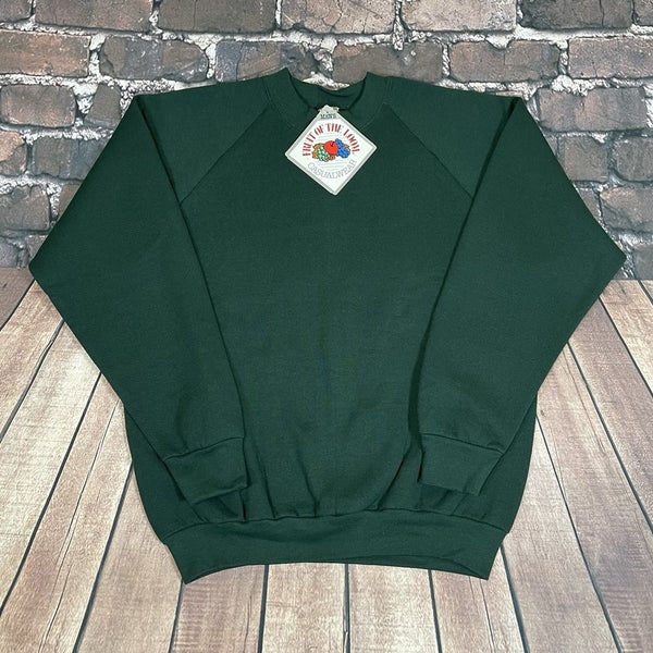 Vintage 90s Fruit Of The Loom Blank Green Sweatshirt Crewneck Deadstock NOS USA