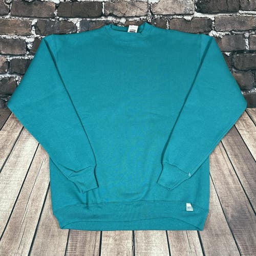 Vintage 90s Discus Athletic Medium Heavy Weight Blank Sweatshirt Teal Green NWT