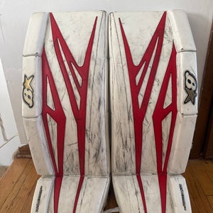 White 34" Senior Brian's GNETiK 8.0 Goalie Leg Pads (Used)