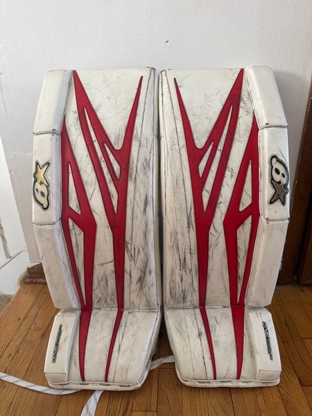 White 34" Senior Brian's GNETiK 8.0 Goalie Leg Pads (Used)