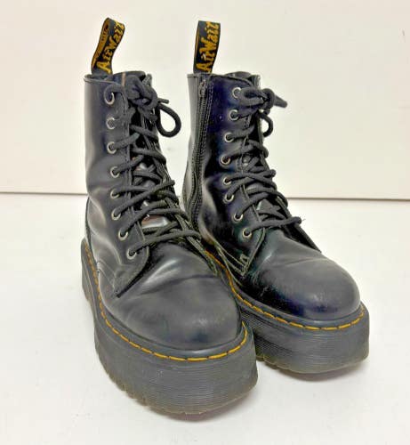 Dr Martens Jadon Women's Black Leather Side Zip Platform Combat Boots US 7 EU 39