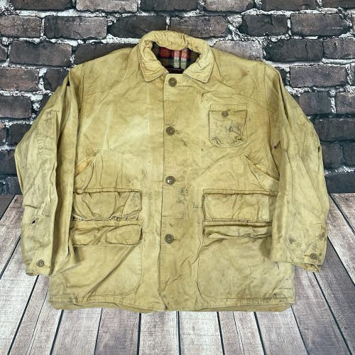 Vintage 1950s Red Head Canvas Dove Bird Hunting Field Coat Jacket w/Game Bag M/L