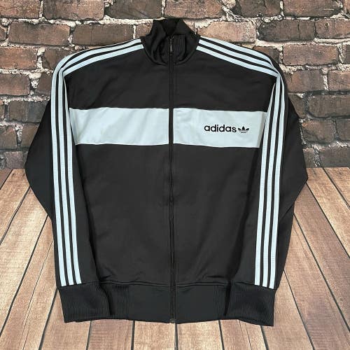 Adidas Trefoil Full Zip Track Jacket Black 3 Stripe Mens Size Large