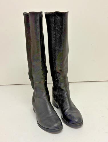 Cole Haan Air jodhpur Black Leather Knee-High Pull-On Riding Boots US 6 GREAT