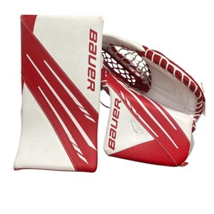 New Regular Bauer Vapor 3X-Int Red and White Blocker And Glove Set