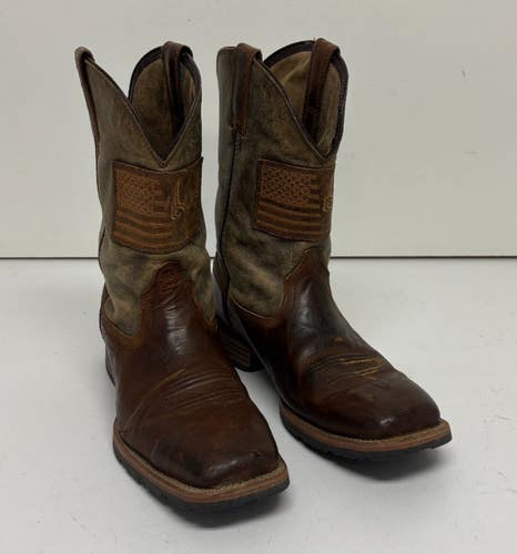 Ariat Hybrid Patriot Brown Leather Rubber Sole Western Boots US 10.5 EU 44 GREAT