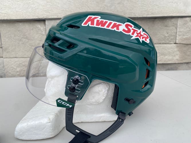 CCM Tacks 710 Pro Stock Hockey Helmet Visor Combo Green Medium WILD 6154