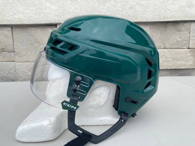 CCM Tacks 710 Pro Stock Hockey Helmet Visor Combo Green Medium WILD 6179