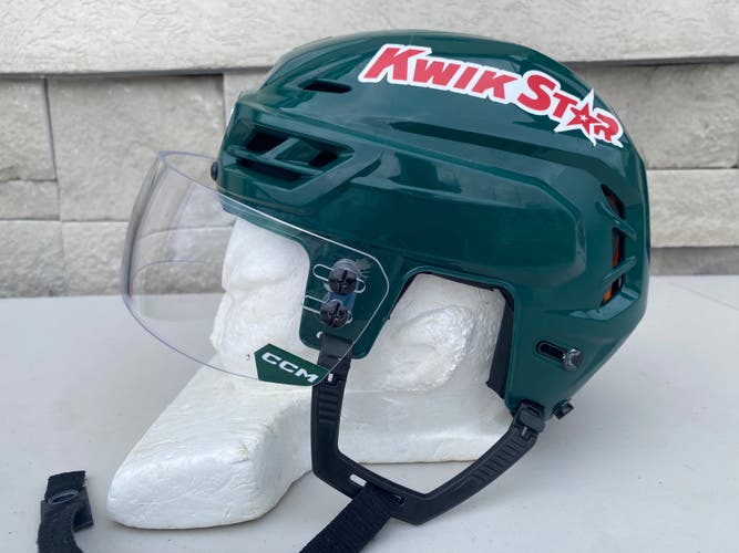 CCM Tacks 710 Pro Stock Hockey Helmet Visor Combo Green Small WILD 6377