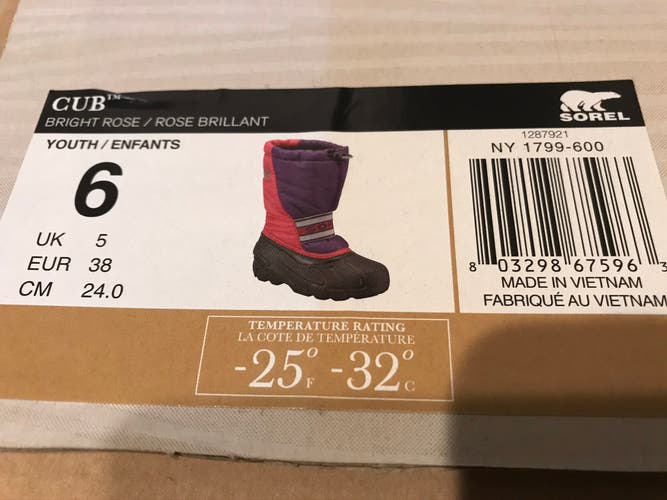 Like New In Box Sorel Girls Teen’s Snow-boots-25F sz 38/Y6