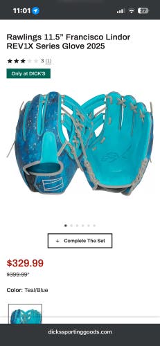 2024 Rawlings Right Hand Throw Infield REV1X Baseball Glove 11.5" (Used)