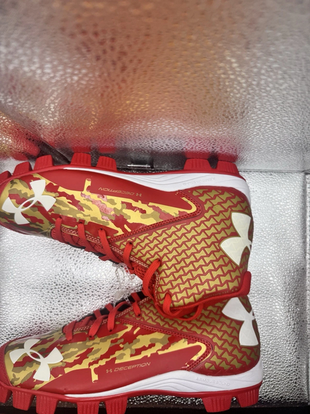 Red Men's Size 8 Adult Under Armour High Top Deception MLB Authentic Collection Baseball Cleats New