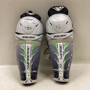 Used Bauer SUPREME ONE80 Junior Shin Guards Navy Blue And Lime 10" 11725-S000495912