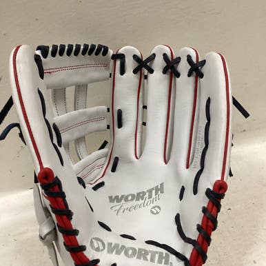 Used Worth WF140-6WNS RH Throw Fastpitch Gloves White/Red/Navy 14" 11725-S000495836