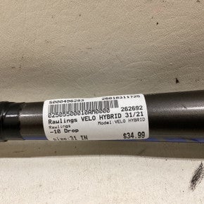 Used Rawlings VELO HYBRID BB/SB USA 2 5/8 Bat 31" 11725-S000496283