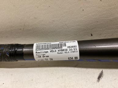 Used Rawlings VELO HYBRID BB/SB USA 2 5/8 Bat 31" 11725-S000496283