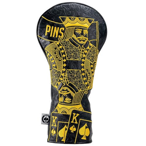 Pins And Aces Golf Black/Gold King of Spades - Driver Cover Hand Made NEW