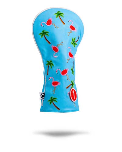 Pins And Aces Golf Dancing Flamingos - Driver Cover Synthetic Leather NEW