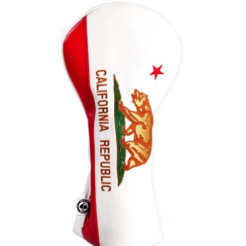 Pins And Aces Golf California State Flag - Driver Cover Synthetic Leather NEW