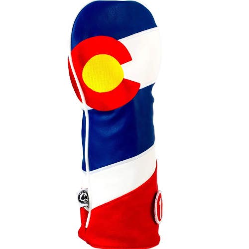 Pins And Aces Golf Colorado State Flag - Driver Cover Synthetic Leather NEW