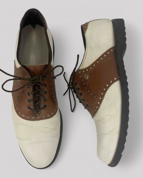 Footjoy Classics Golf Shoes 55236 Spikeless 10 B White & Brown