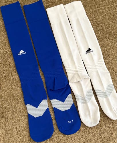 Adidas Metro Soccer Socks Mens Large Blue and White (Used)