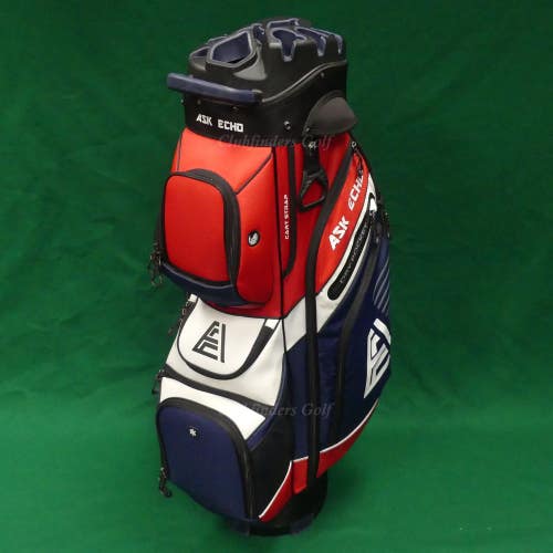 Ask Echo T-Lock 2.0 Navy/Red/White 14-Way Golf Cart Bag w/ Raincover