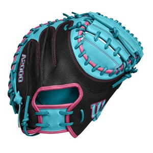 Wilson 2024 Fall A2000 CM33SS Black/Teal 33" Baseball Catcher's Mitt WBW10227433