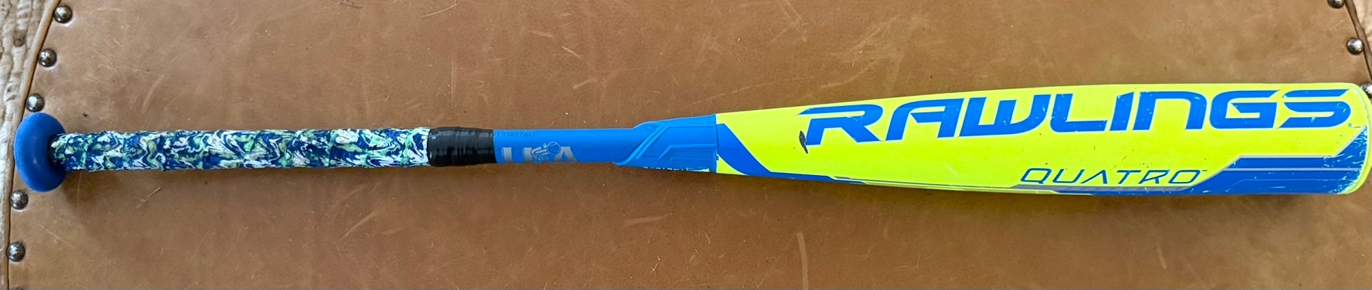 Rawlings Quatro USA Baseball Bat -10 | Blue/Volt “Hot Bat” | Composite | Clean