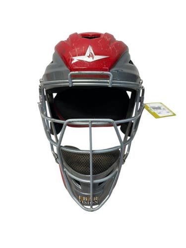 Used All Star MVP2500-1 Catchers Helmet w/Mask Grey And Red M/L 11835-S000203279