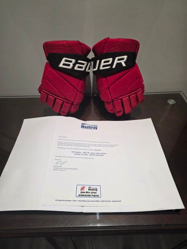 Jack Hughes Bauer Vapor 2X Pro Gloves 13" New Jersey Devils Pro Stock