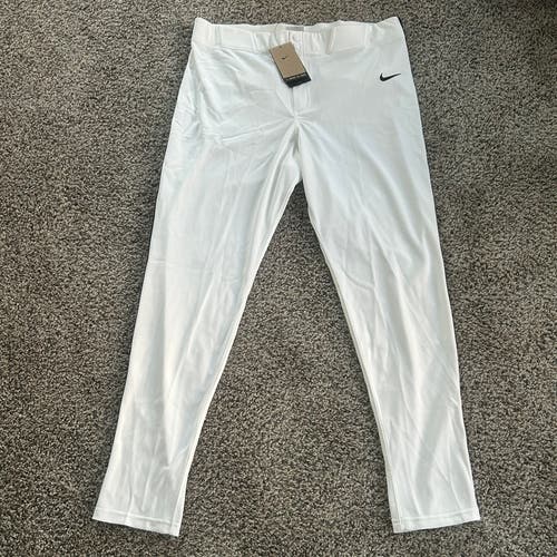 Nike Vapor Select Piped Baseball Pants Mens XL Slim Fit White Black FZ1373-100