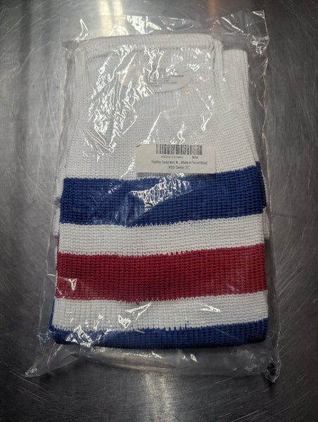 White Knit Senior Socks (New) New York Rangers Colors