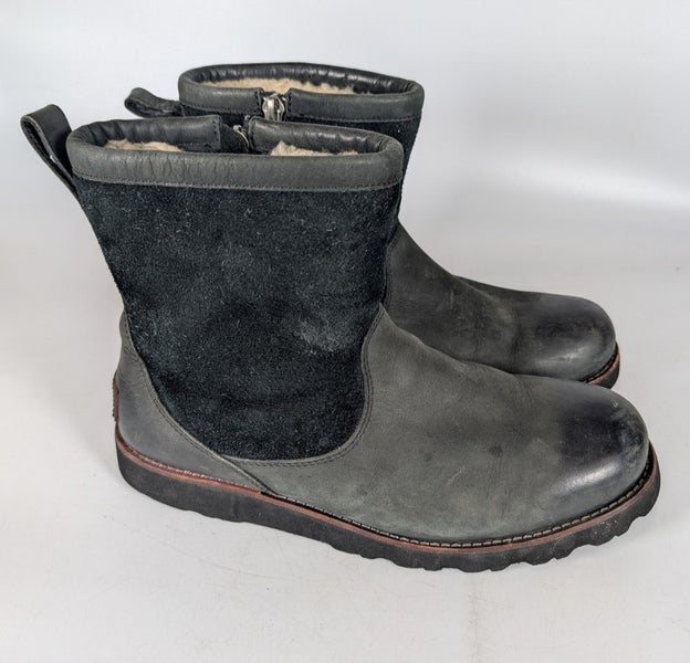 UGG Mens Hendren TL Waterproof Size 10 Black Leather Suede Treadlite Boot