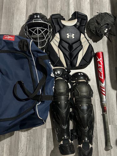Black/Gray Under Armour Pro series Catcher's Set (Used)